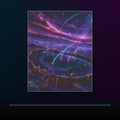 Dusk Relay Basin original KOSVYRE poster displayed in a dark psychedelic gallery setting
