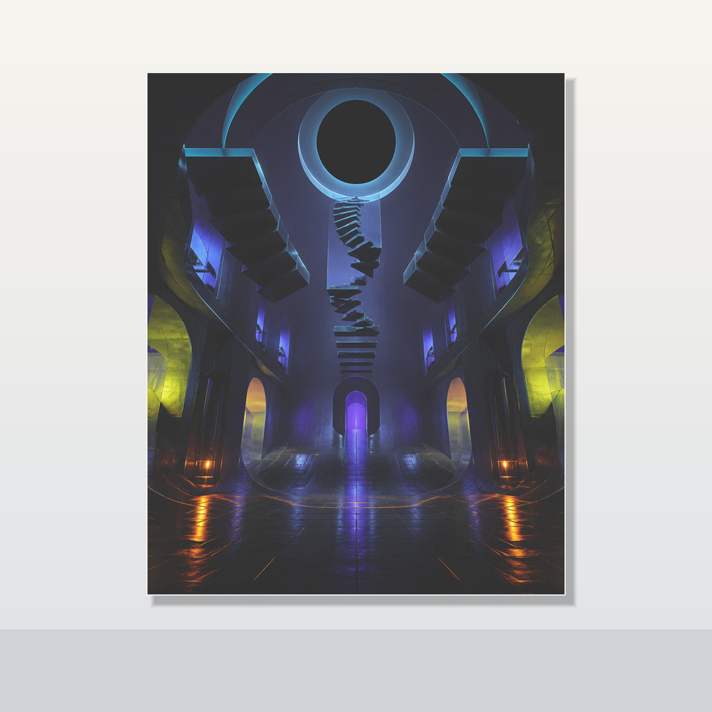 Duskless Atrium original KOSVYRE poster shown on a clean unframed display