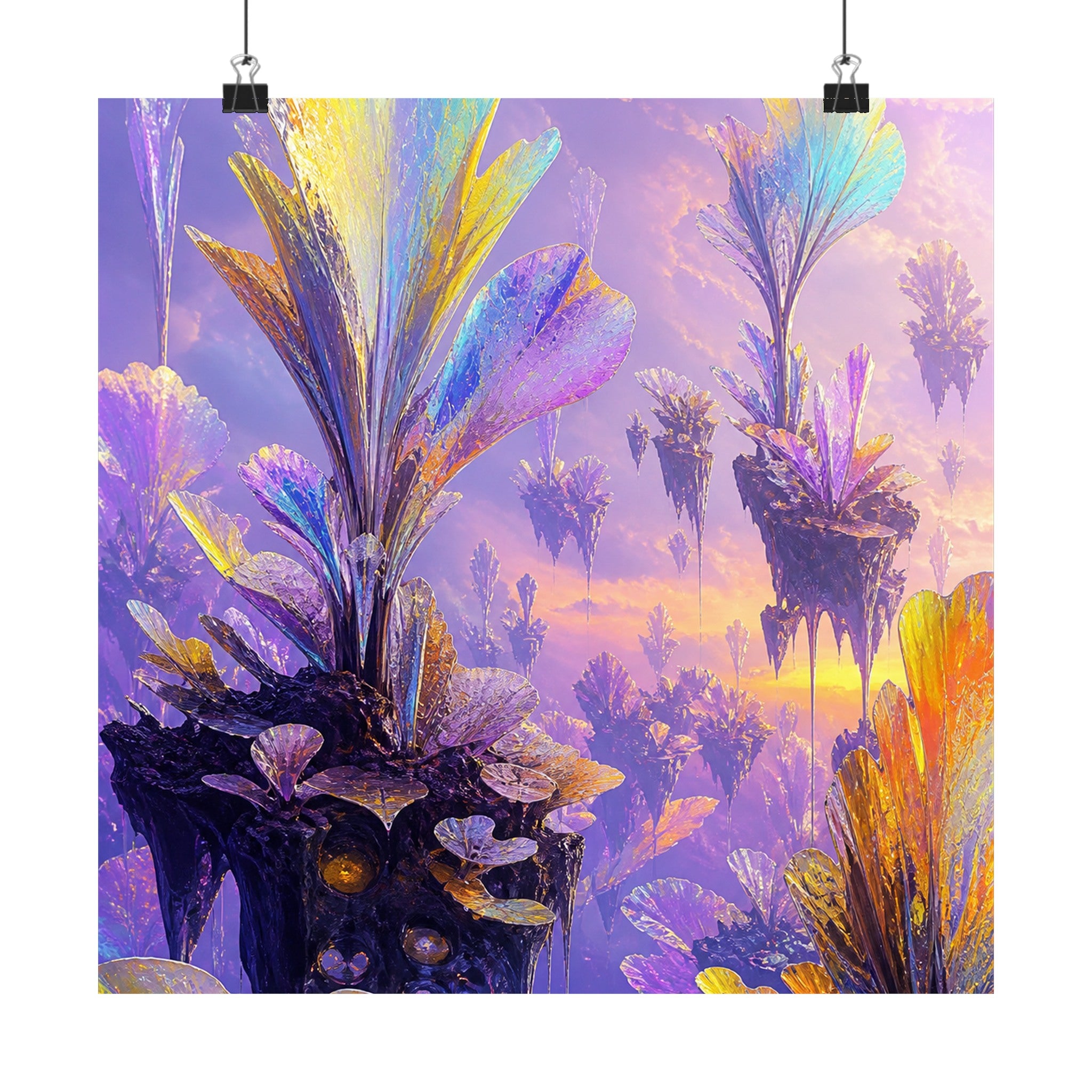 Elsewhere Orchard original KOSVYRE art print displayed with binder clips