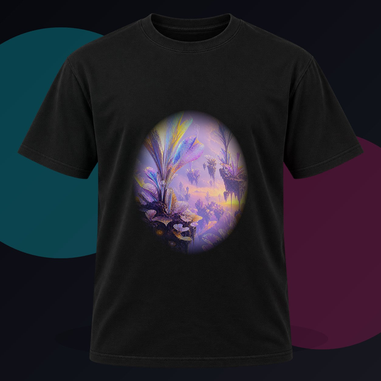 Elsewhere Orchard original KOSVYRE design on a black graphic tee against a graphite studio background