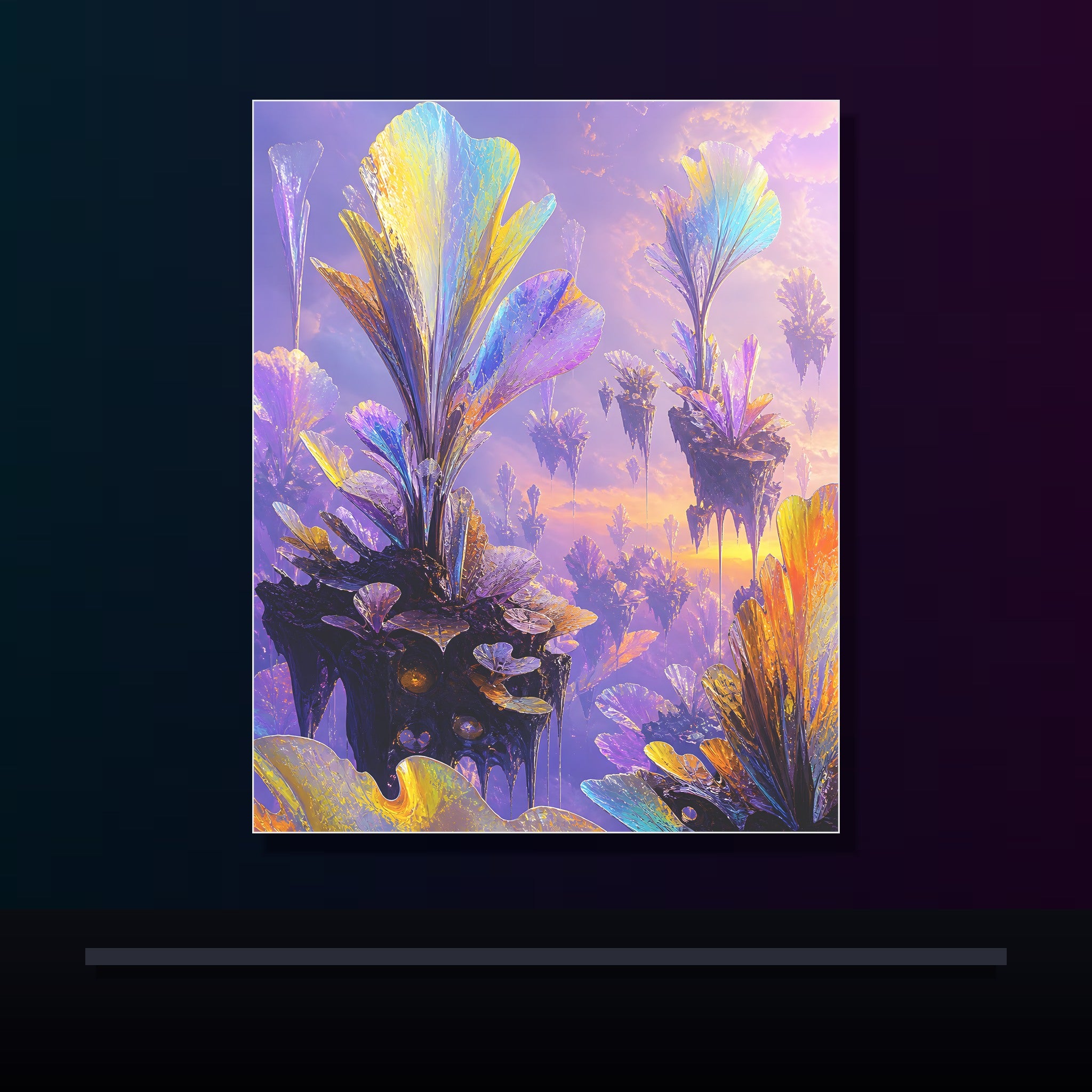 Elsewhere Orchard original KOSVYRE poster displayed in a dark psychedelic gallery setting