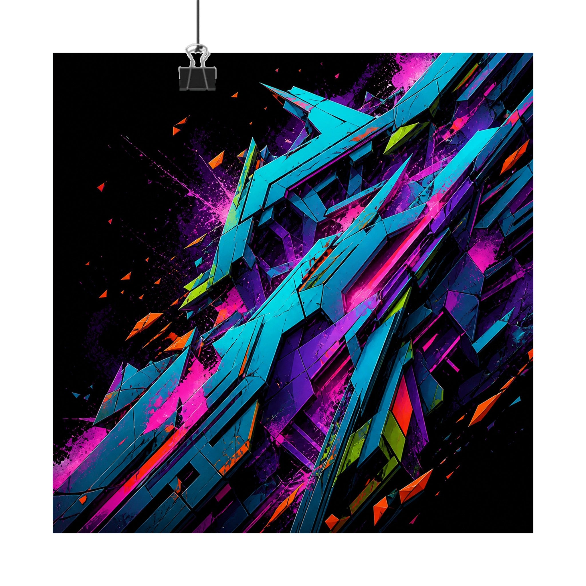 Feral Geometry Index original KOSVYRE art print displayed with binder clips