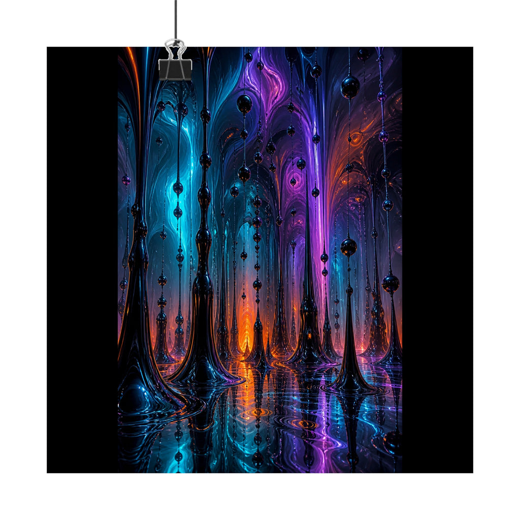 Ferrofluid Cathedral Choir original KOSVYRE art print displayed with binder clips