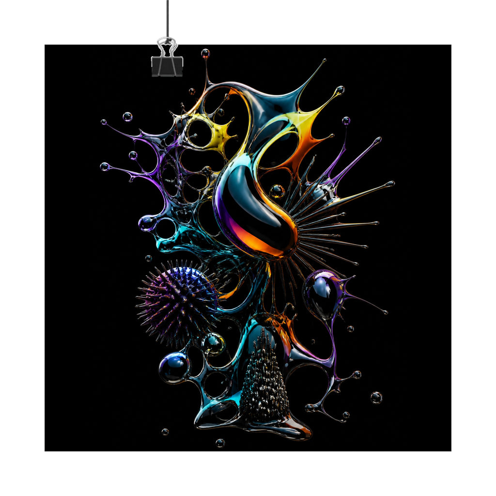 Ferrofluid Menagerie original KOSVYRE art print displayed with binder clips