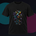 Ferrofluid Menagerie original KOSVYRE design on a black graphic tee against a graphite studio background