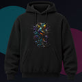 Ferrofluid Menagerie original KOSVYRE design on a black hoodie against a graphite studio background