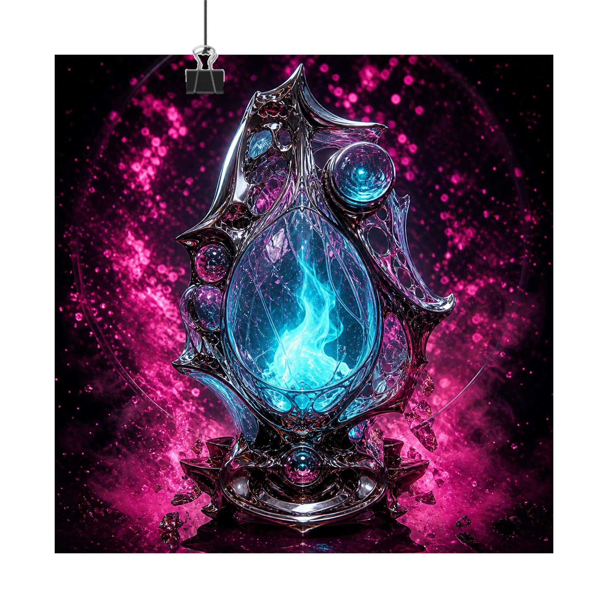 Flux Reliquary original KOSVYRE art print displayed with binder clips