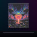 Folded Horizon original KOSVYRE poster displayed in a dark psychedelic gallery setting