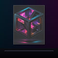 Fractal Chamber Bloom original KOSVYRE poster displayed in a dark psychedelic gallery setting