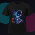Fractal Halo Scaffold original KOSVYRE design on a black graphic tee against a graphite studio background