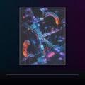 Fractal Halo Scaffold original KOSVYRE poster displayed in a dark psychedelic gallery setting
