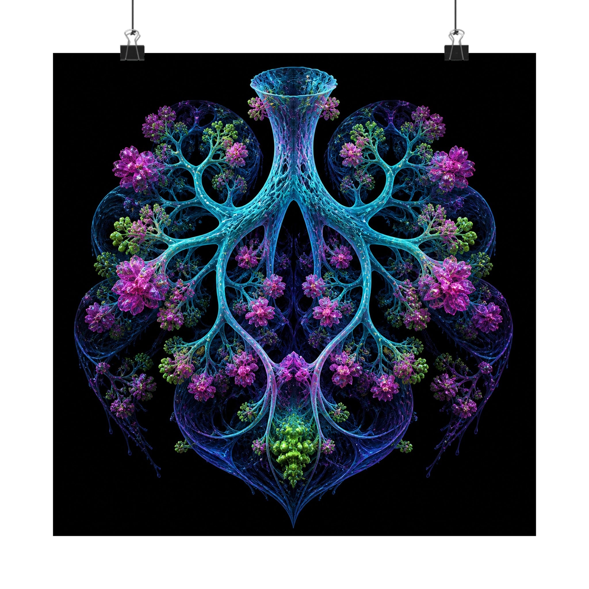 Fractal Lung Garden original KOSVYRE art print displayed with binder clips