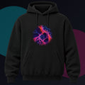 Fractal Velvet Relay original KOSVYRE design on a black hoodie against a graphite studio background