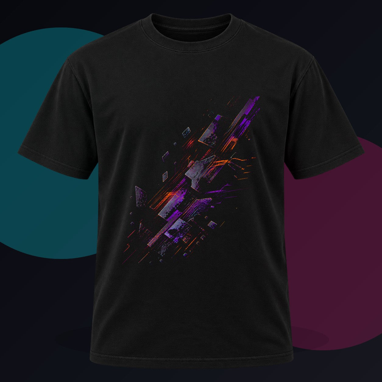 Ghost Circuit Parade original KOSVYRE design on a black graphic tee against a graphite studio background