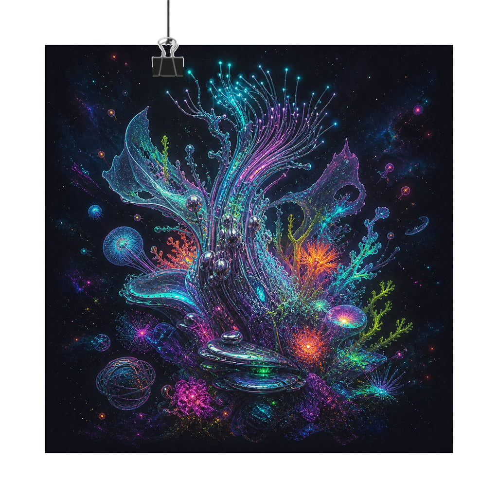Ghost Circuit Reef original KOSVYRE art print displayed with binder clips
