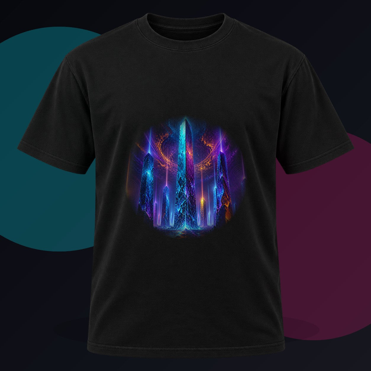 Ghost Geometry original KOSVYRE design on a black graphic tee against a graphite studio background