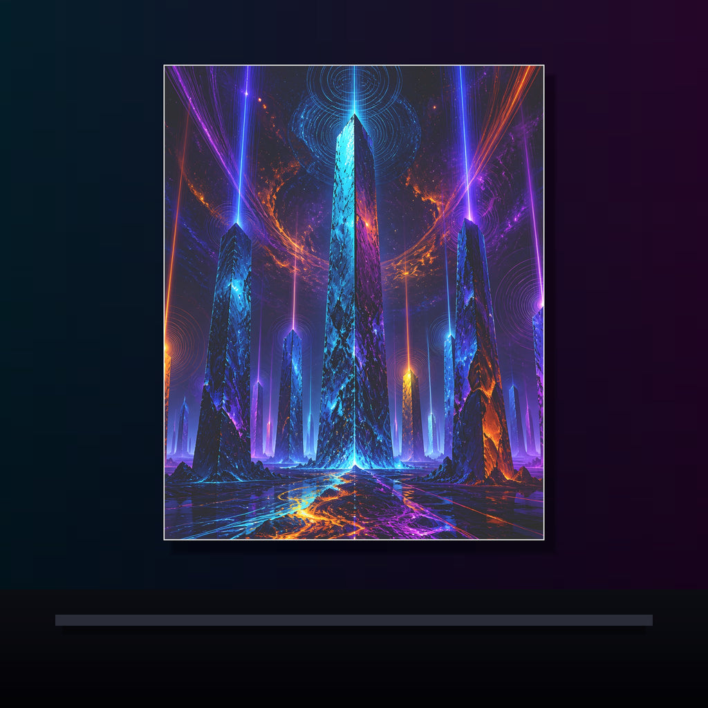Ghost Geometry original KOSVYRE poster displayed in a dark psychedelic gallery setting