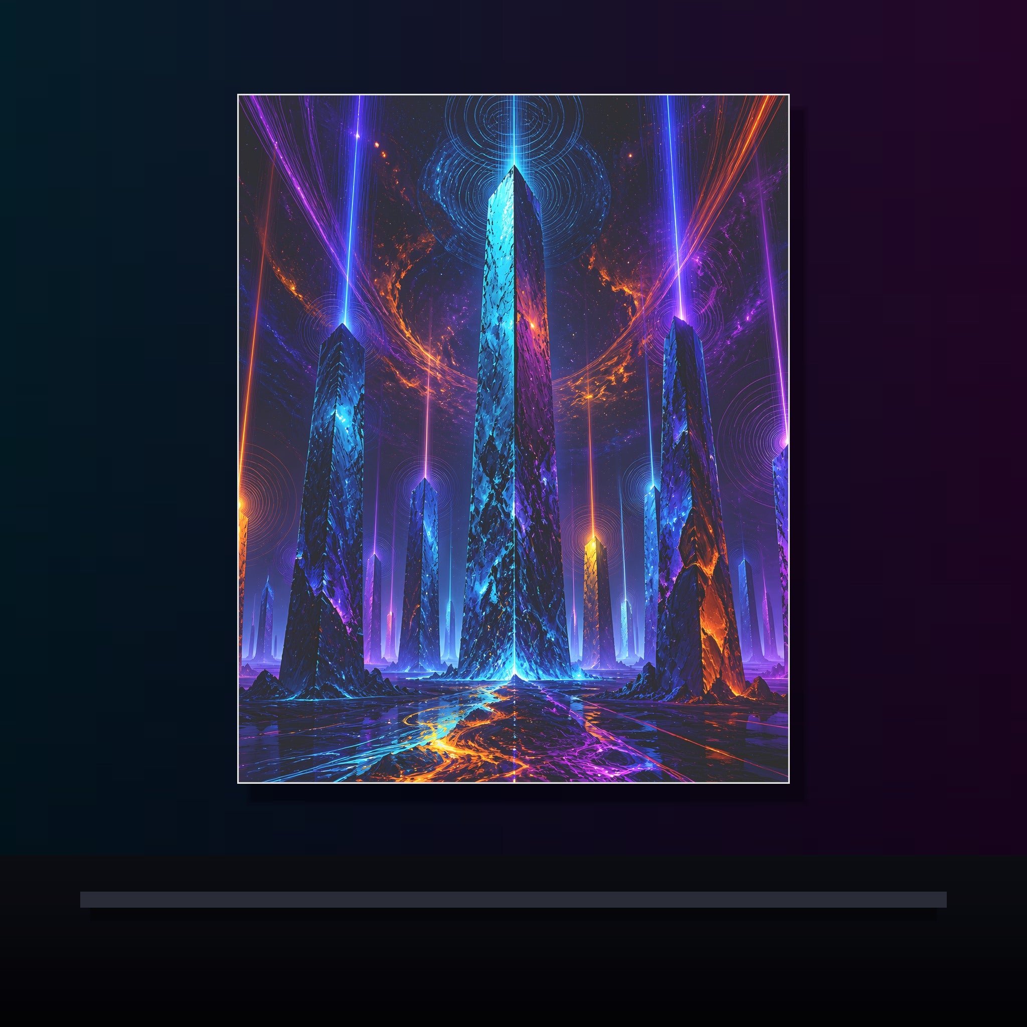 Ghost Geometry original KOSVYRE poster displayed in a dark psychedelic gallery setting
