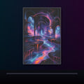 Ghost Relay Basin original KOSVYRE poster displayed in a dark psychedelic gallery setting