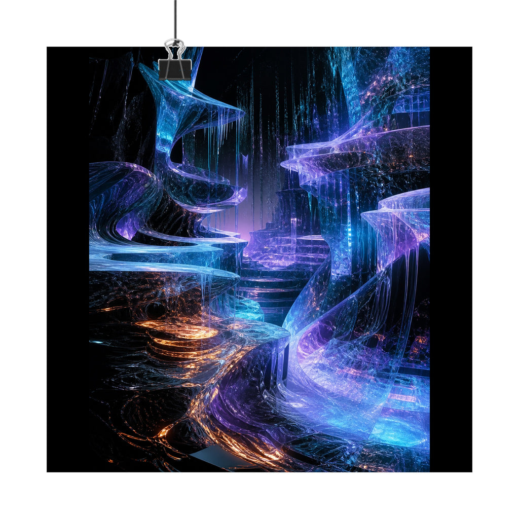 Glacier of Unfinished Signals original KOSVYRE art print displayed with binder clips