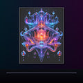 Glass Current Reliquary original KOSVYRE poster displayed in a dark psychedelic gallery setting