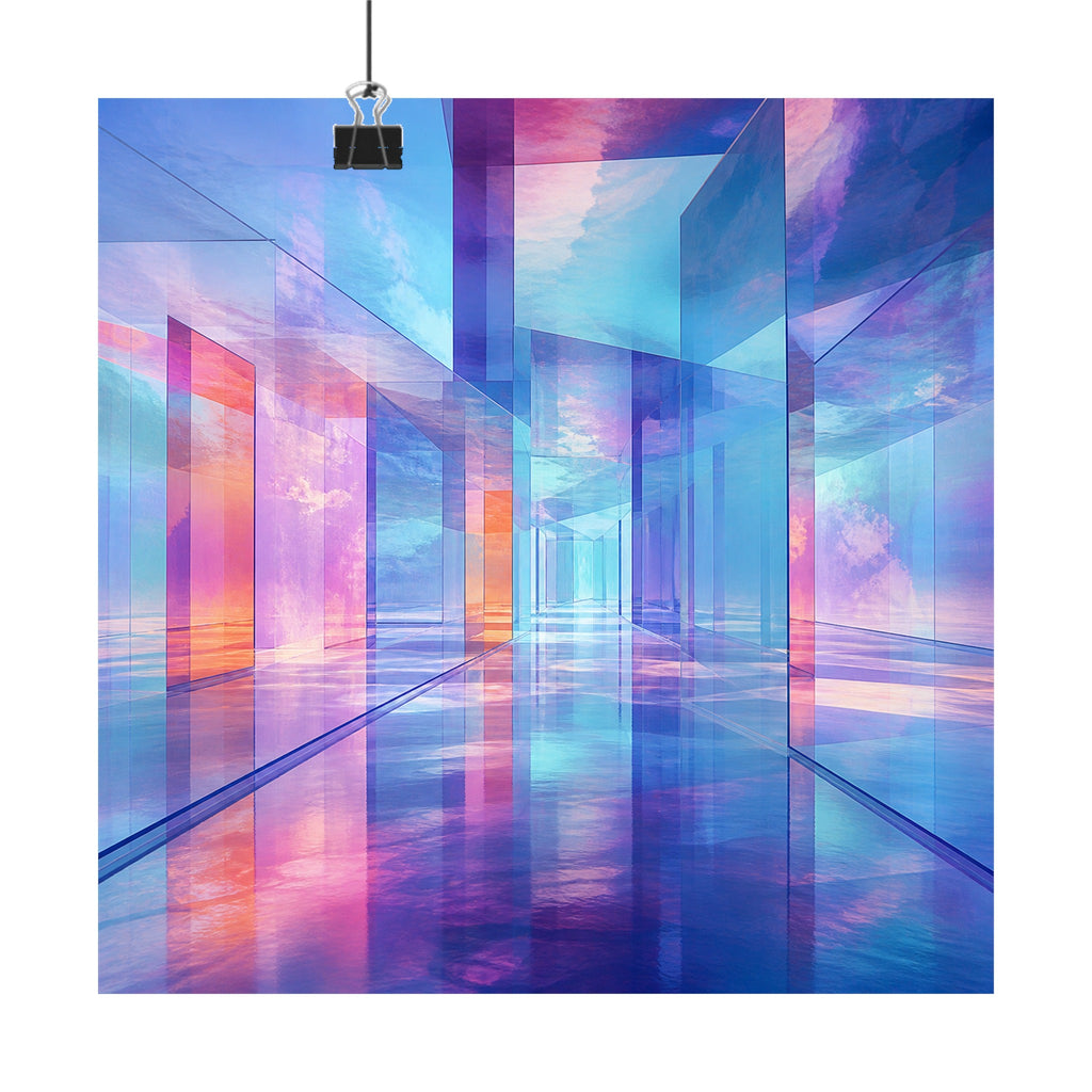 Glass Memory Corridor original KOSVYRE art print displayed with binder clips