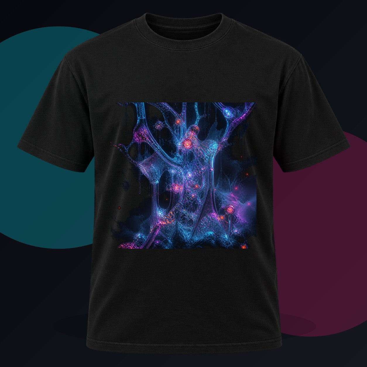 Glassroot Weather original KOSVYRE design on a black graphic tee against a graphite studio background