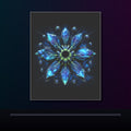 Helixless Bloom original KOSVYRE poster displayed in a dark psychedelic gallery setting