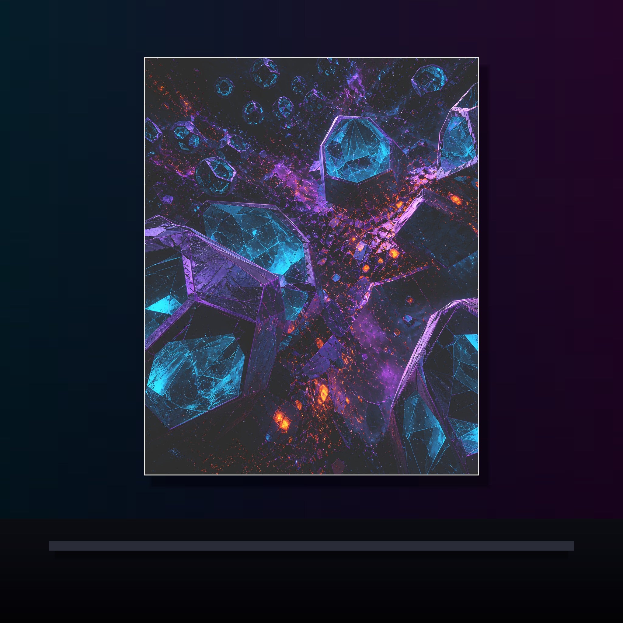 Hollow Lantern Tectonics original KOSVYRE poster displayed in a dark psychedelic gallery setting