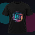 Hollow Signal Apartment original KOSVYRE design on a black graphic tee against a graphite studio background