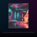 Hollow Signal Apartment original KOSVYRE poster displayed in a dark psychedelic gallery setting