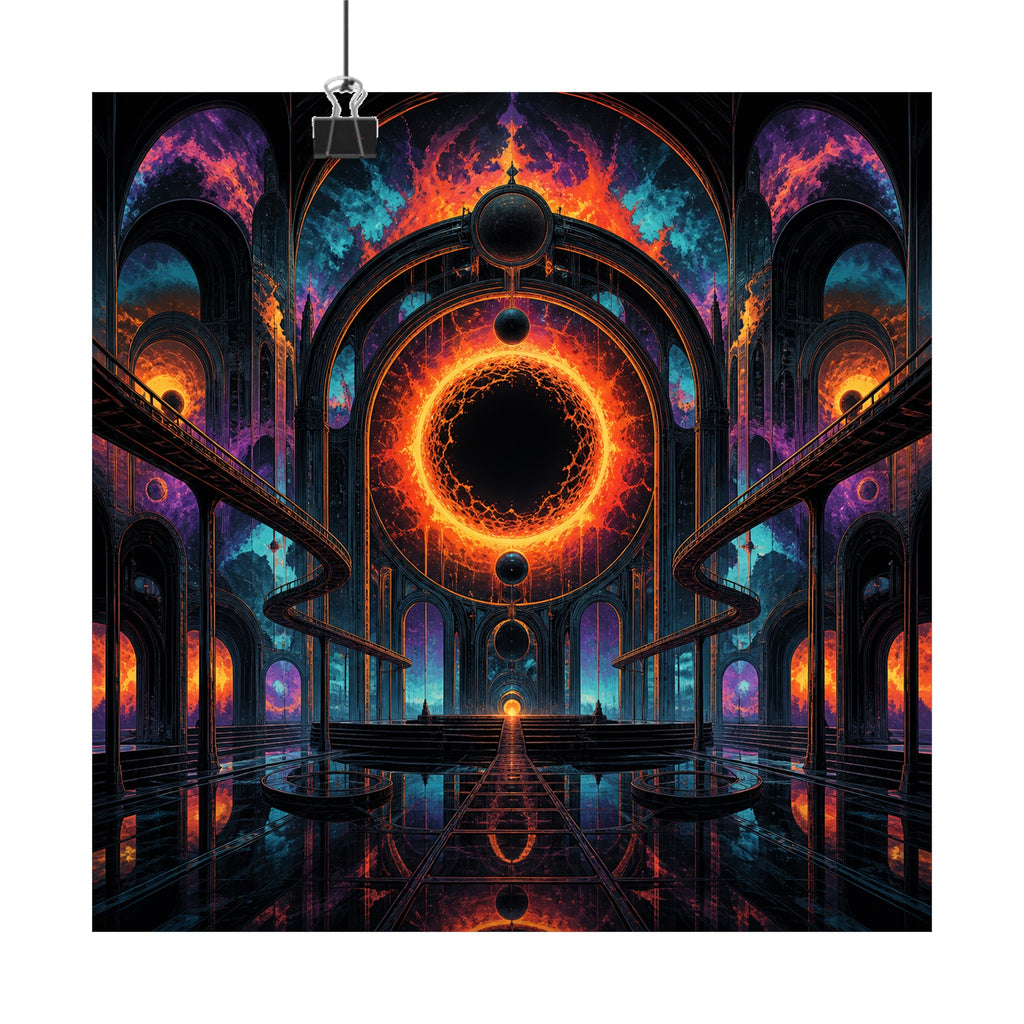 Hollow Sun Terminal original KOSVYRE art print displayed with binder clips