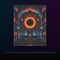 Hollow Sun Terminal original KOSVYRE poster displayed in a dark psychedelic gallery setting