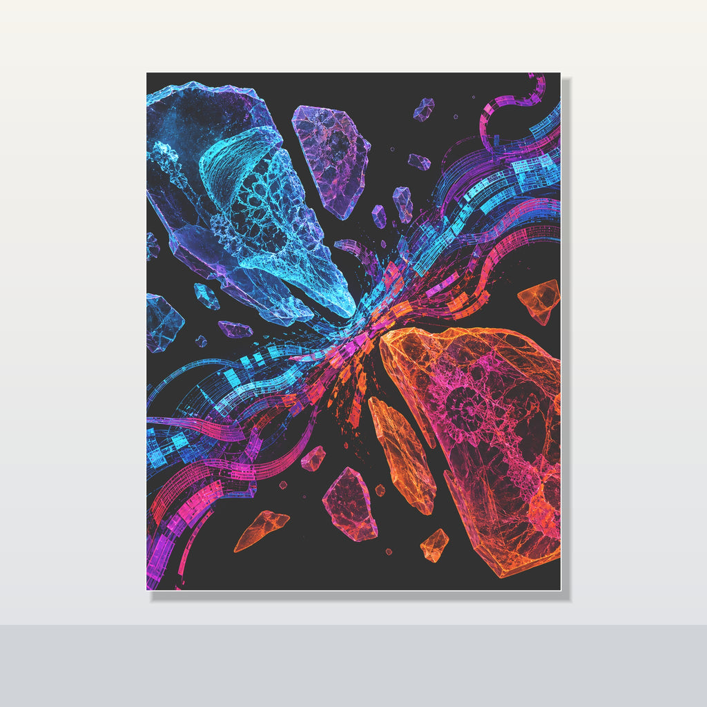 Hologram Fossil Exchange original KOSVYRE poster shown on a clean unframed display