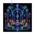 Holographic Tidal Crypt original KOSVYRE art print displayed with binder clips