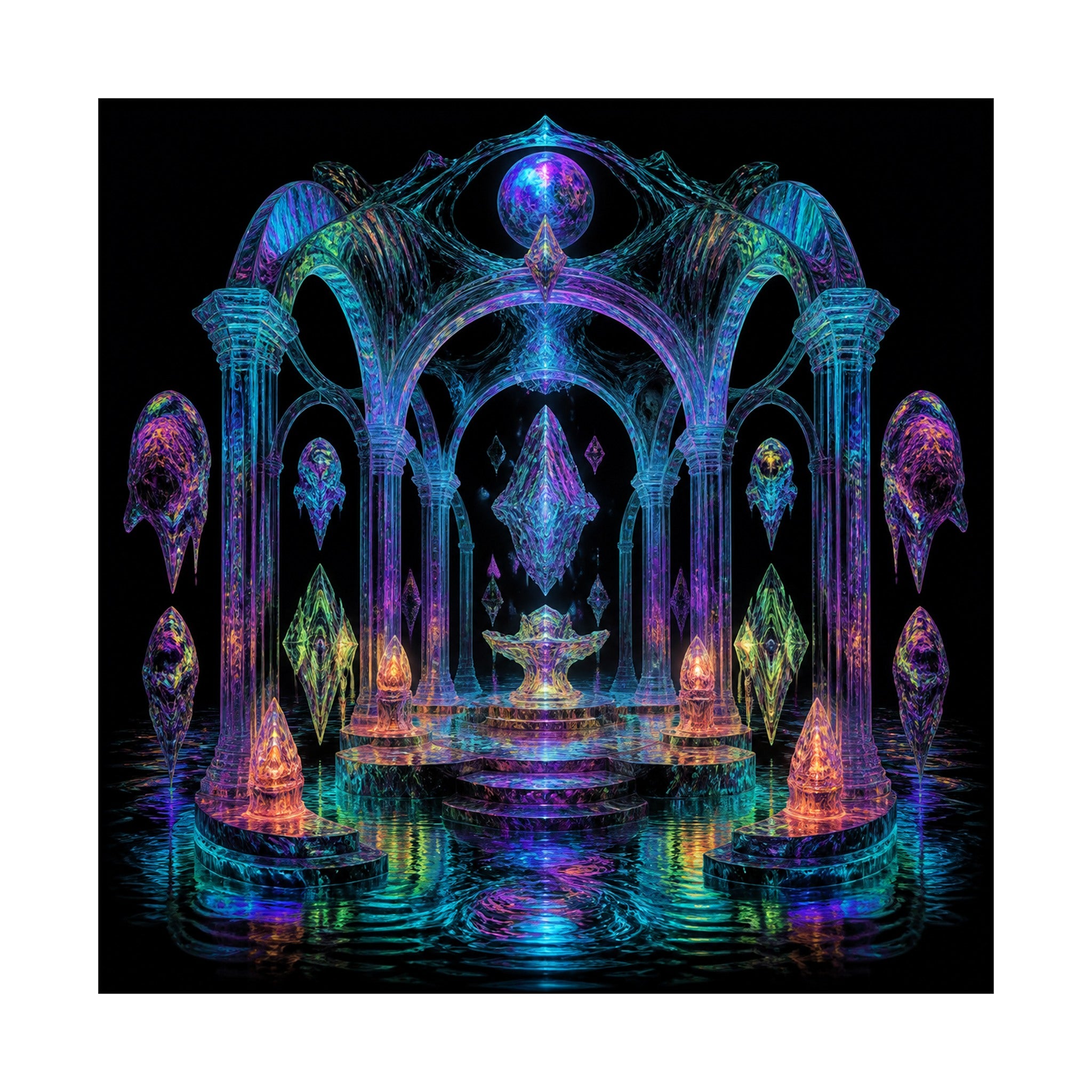 Holographic Tidal Crypt original KOSVYRE art print shown on a clean white display