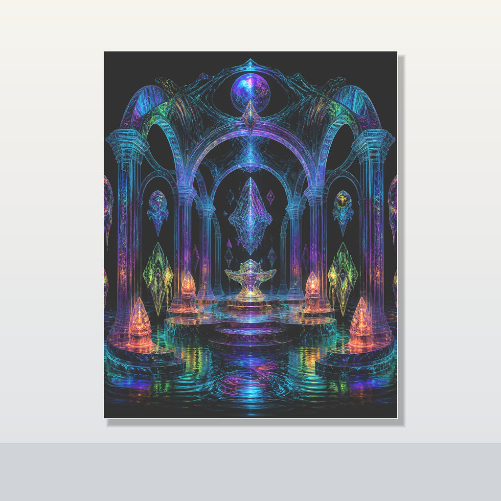 Holographic Tidal Crypt original KOSVYRE poster shown on a clean unframed display