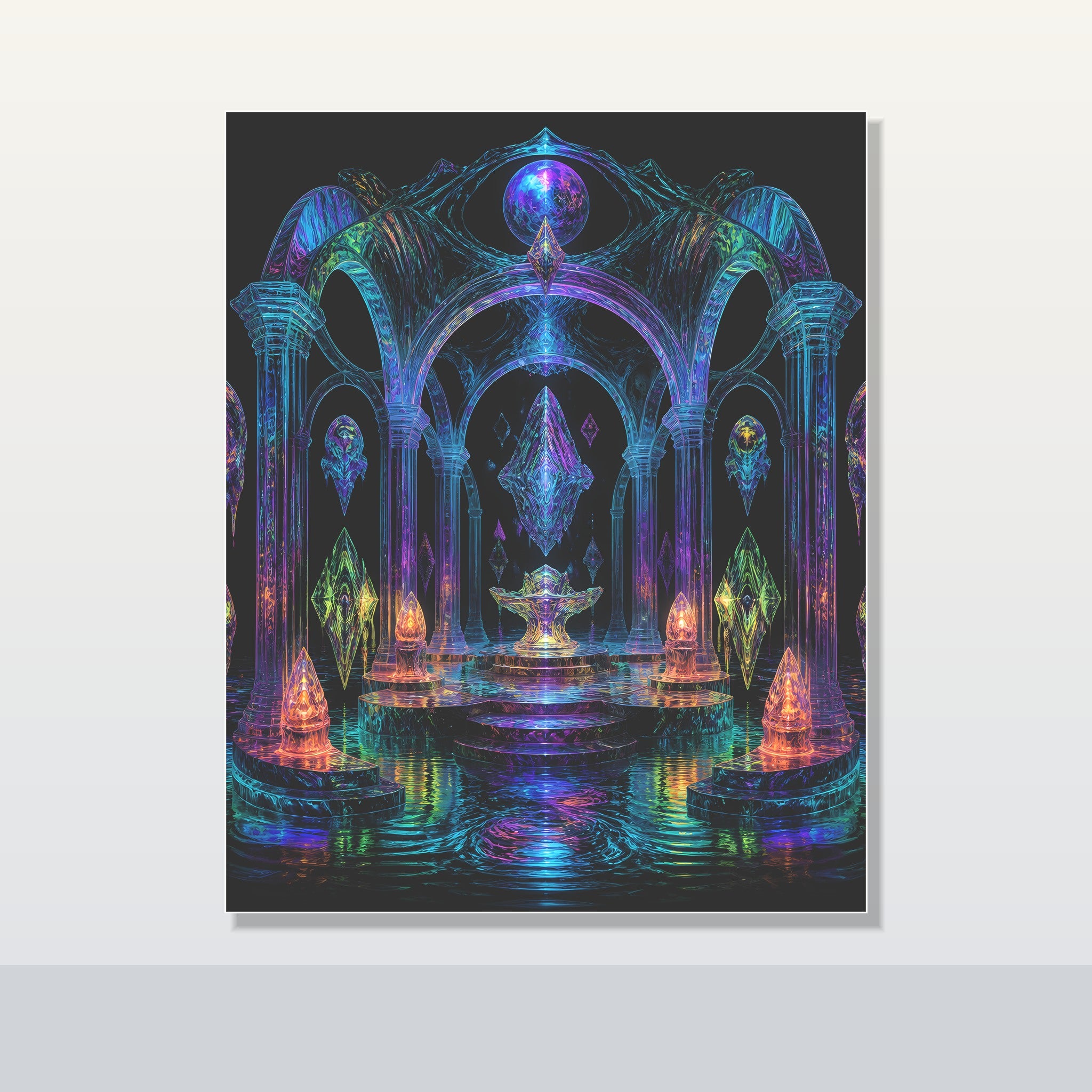 Holographic Tidal Crypt original KOSVYRE poster shown on a clean unframed display
