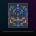 Holographic Tidal Crypt original KOSVYRE poster displayed in a dark psychedelic gallery setting