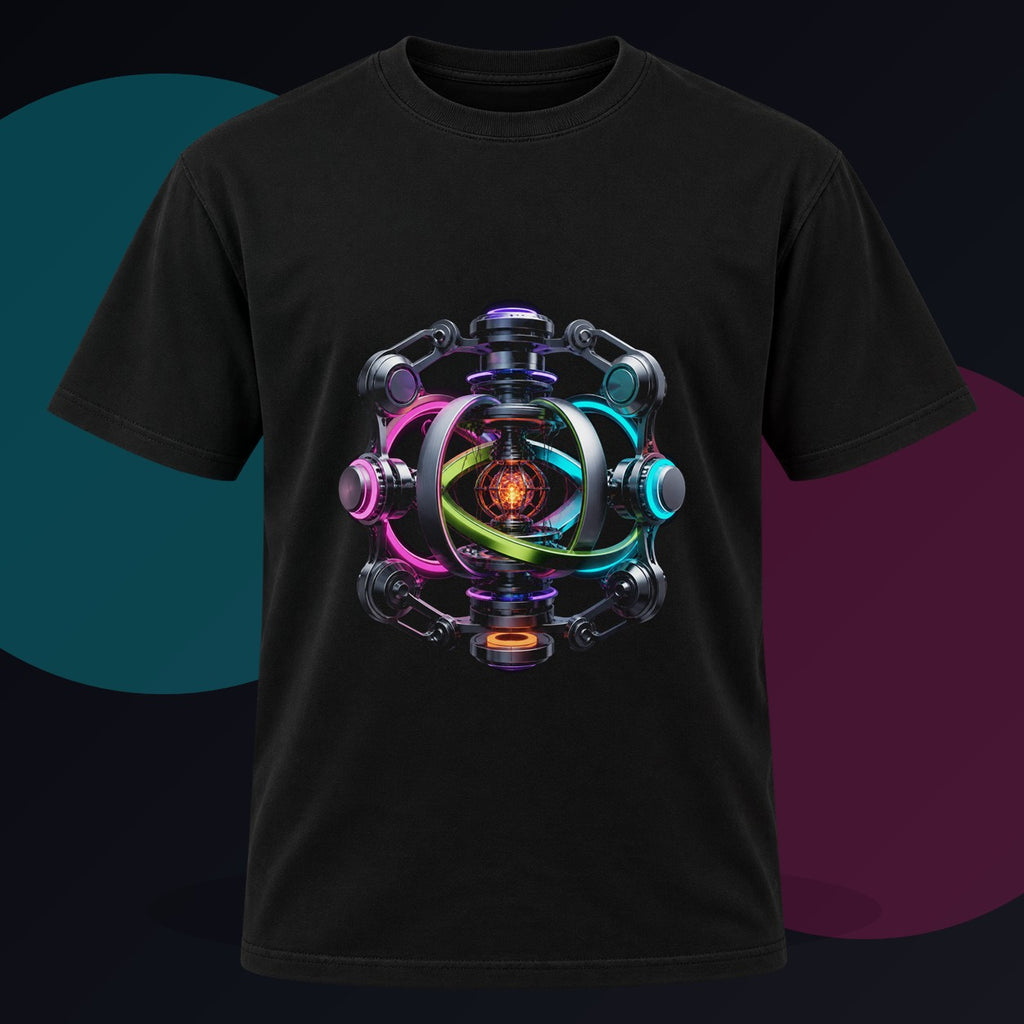 Impossible Engine original KOSVYRE design on a black graphic tee against a graphite studio background
