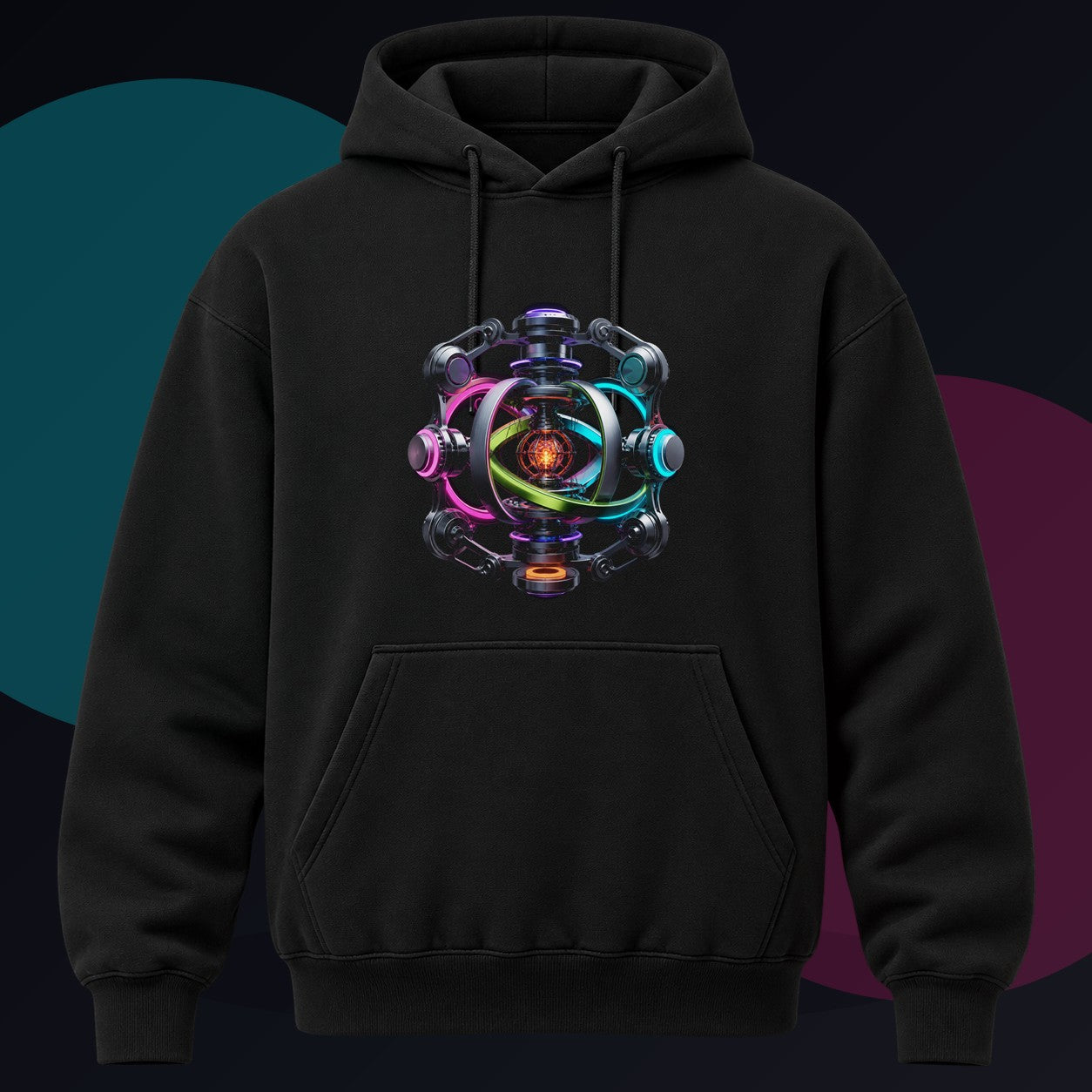 Impossible Engine original KOSVYRE design on a black hoodie against a graphite studio background