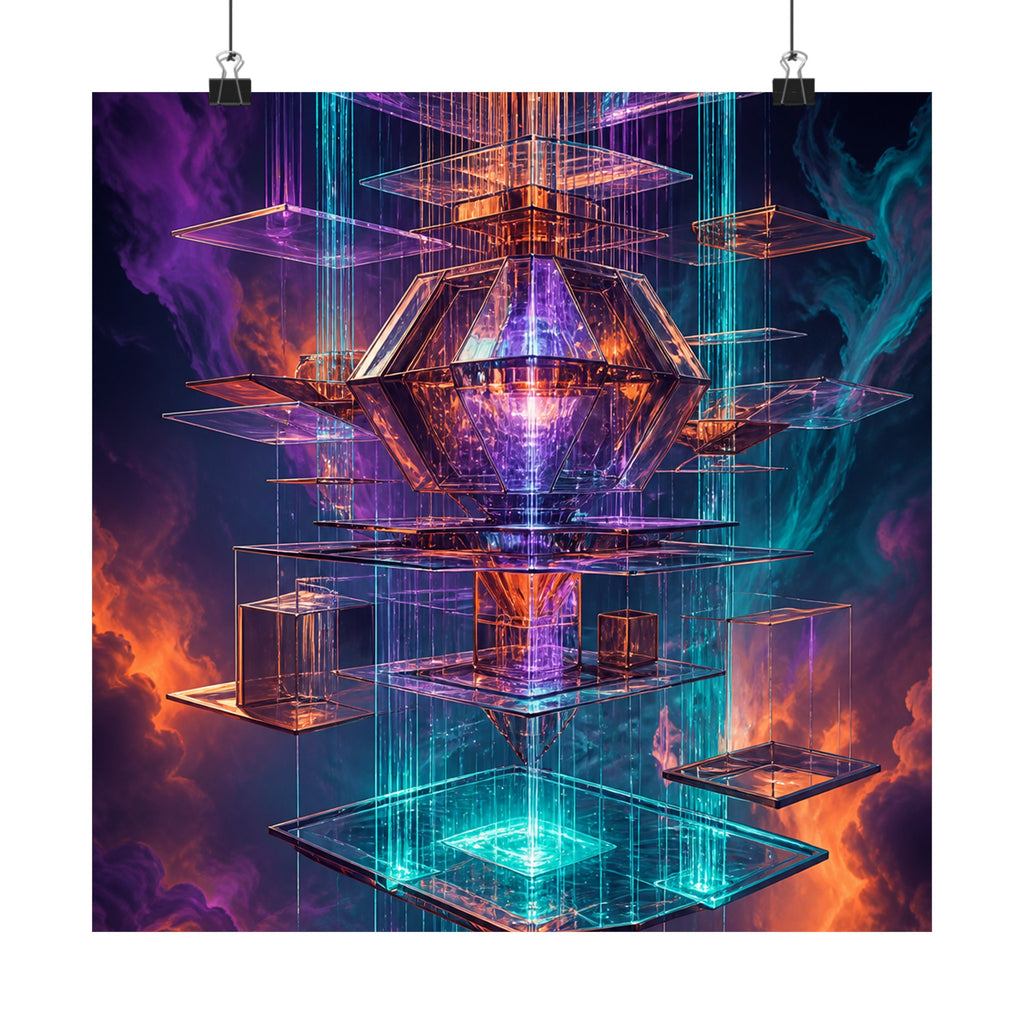 Impossible Rain Processor original KOSVYRE art print displayed with binder clips