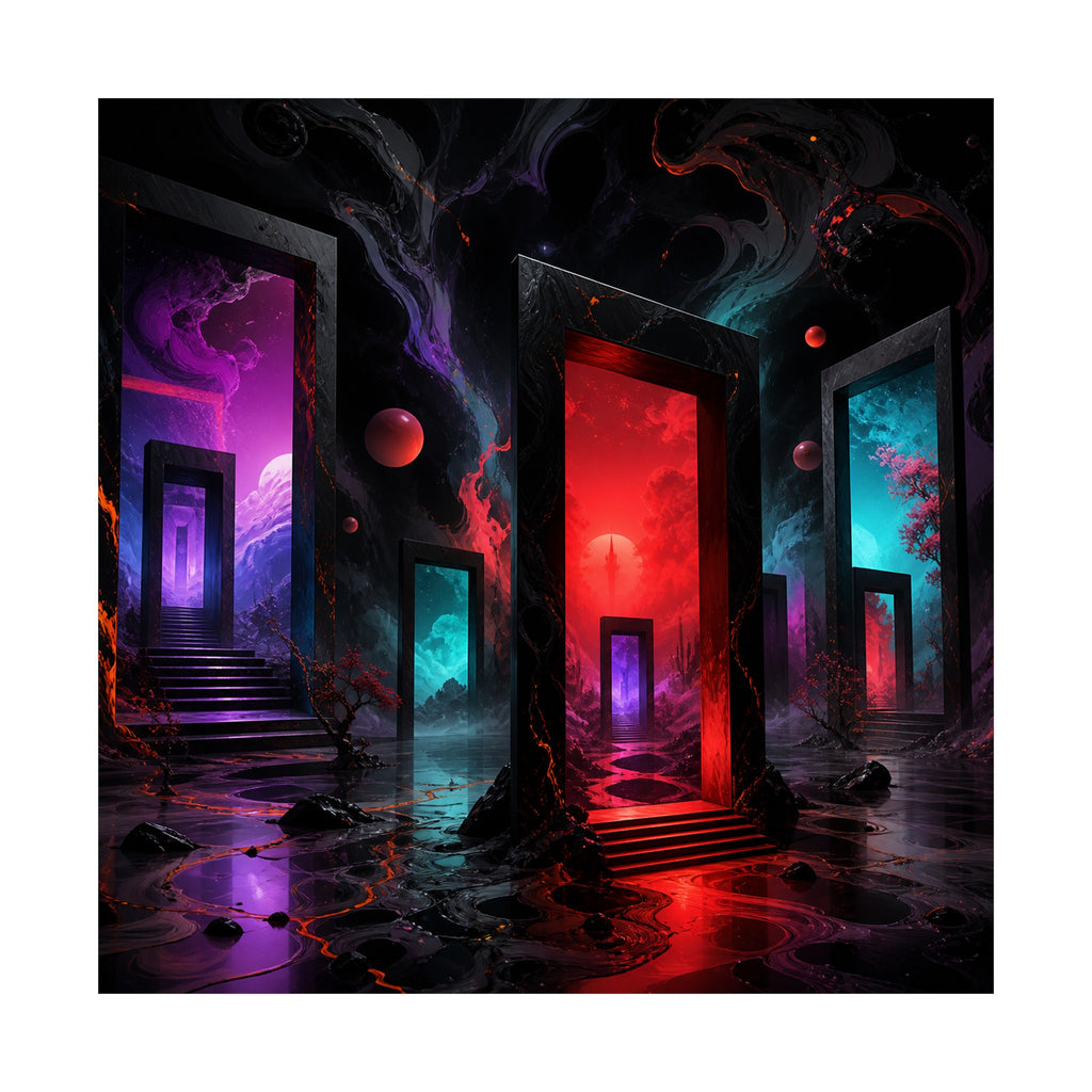 Infrared Orchard of Doors original KOSVYRE art print shown on a clean white display