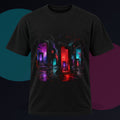 Infrared Orchard of Doors original KOSVYRE design on a black graphic tee against a graphite studio background