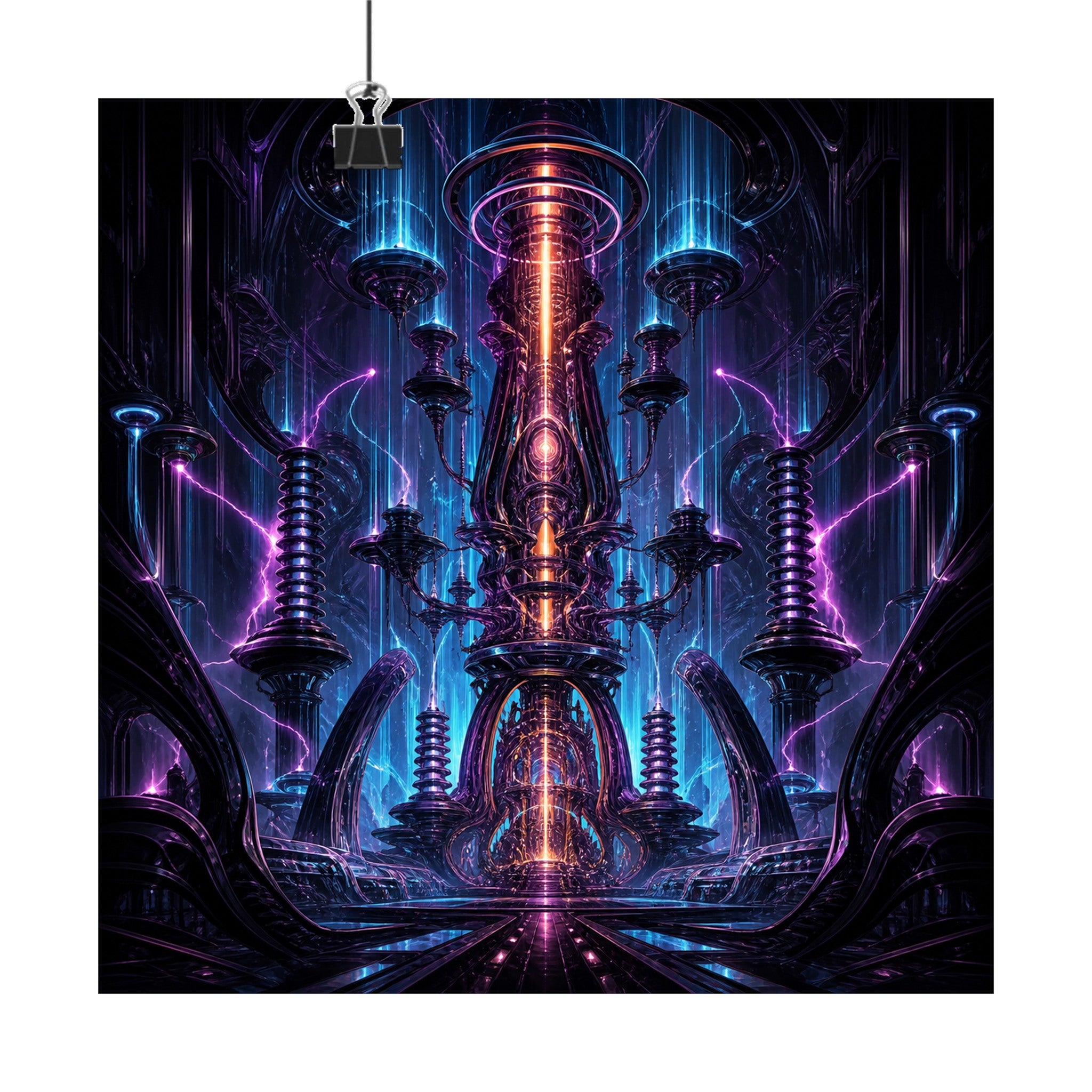 Ion Cathedral original KOSVYRE art print displayed with binder clips