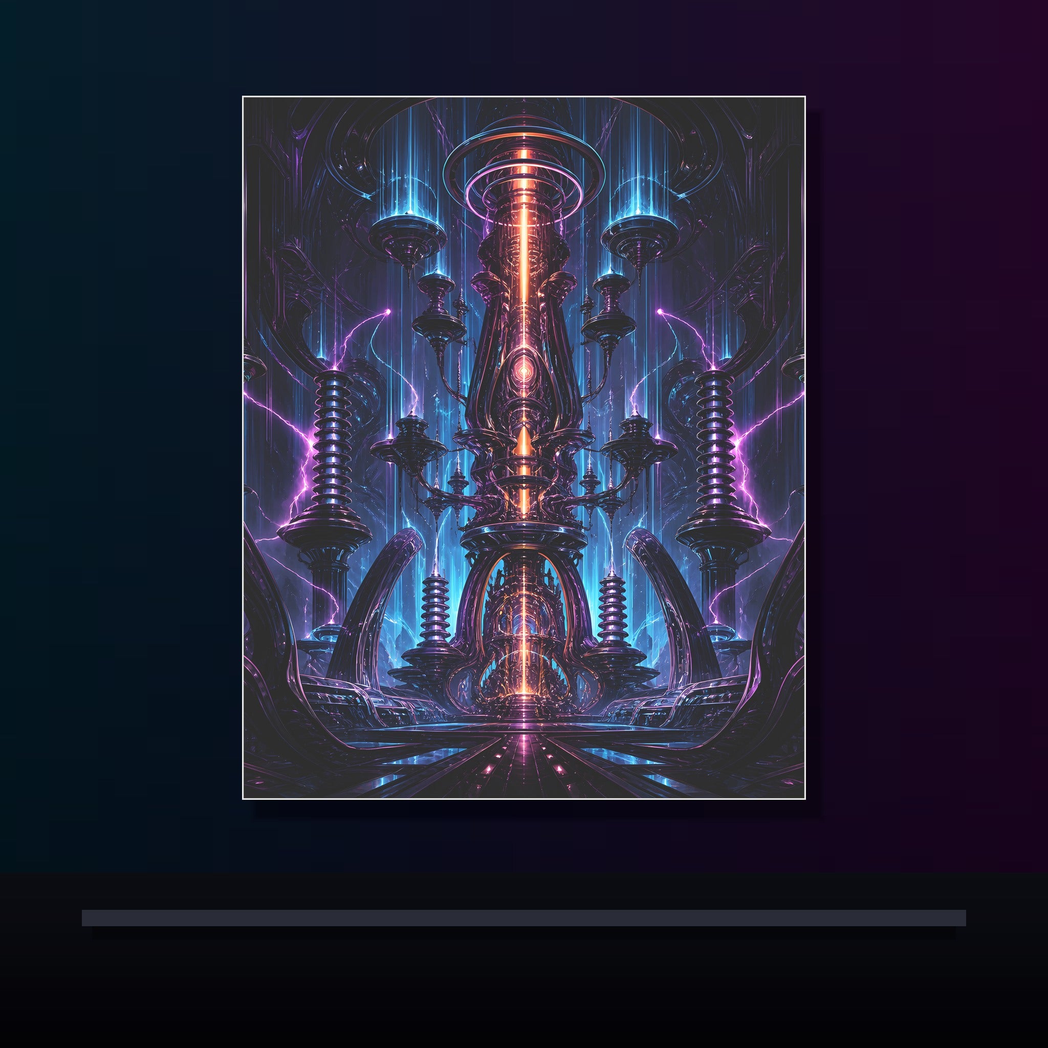 Ion Cathedral original KOSVYRE poster displayed in a dark psychedelic gallery setting