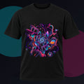 Kaleidoscope Soft Ruins original KOSVYRE design on a black graphic tee against a graphite studio background