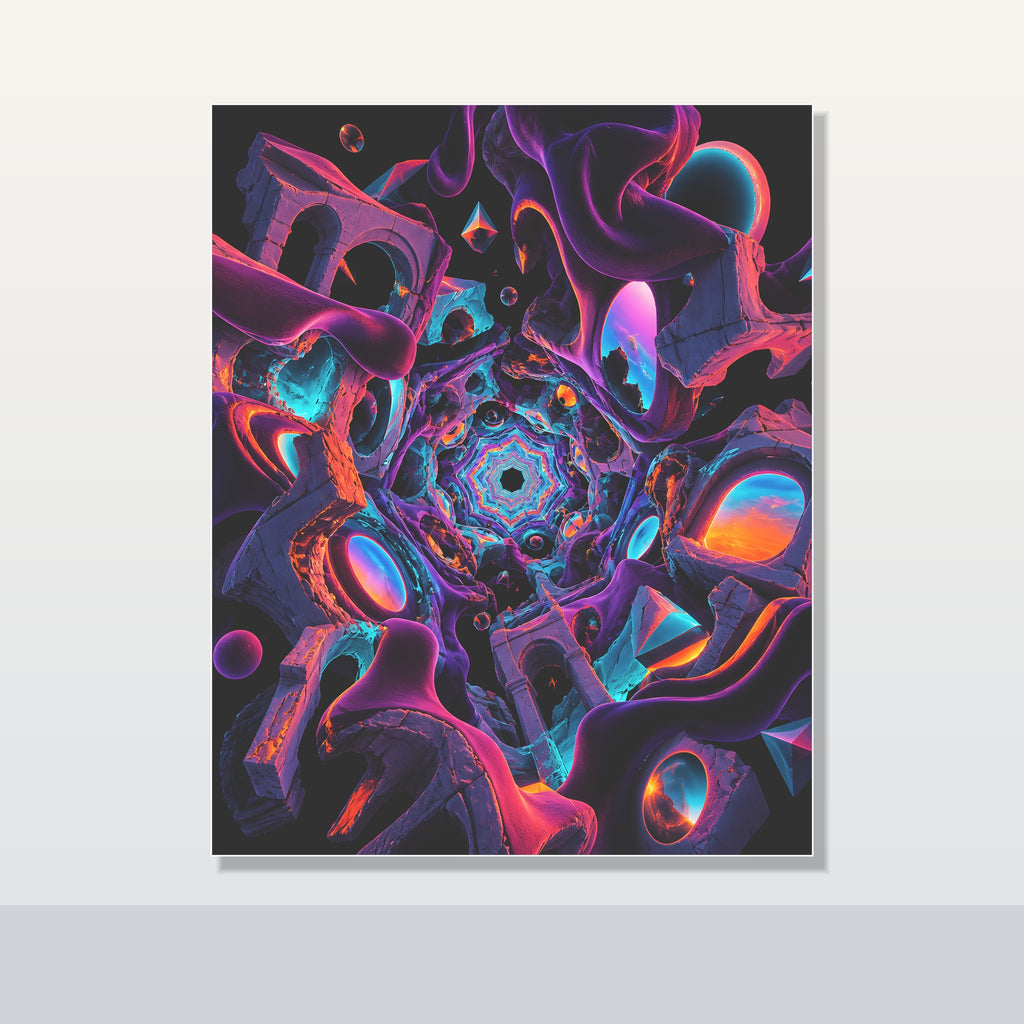 Kaleidoscope Soft Ruins original KOSVYRE poster shown on a clean unframed display