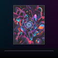 Kaleidoscope Soft Ruins original KOSVYRE poster displayed in a dark psychedelic gallery setting