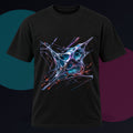 Kinetic Lattice Vessel original KOSVYRE design on a black graphic tee against a graphite studio background